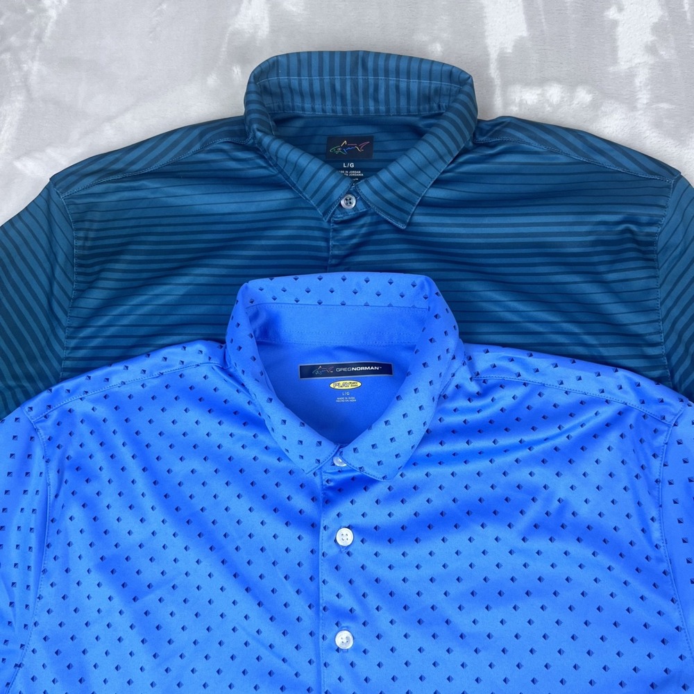 Lot Of 2 Greg Norman Play Dry Golf Polo Shirt Mens Large Performance Preppy